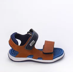 Sandália Infantil Papete Kidy Fecho Duplo Marrom e Azul