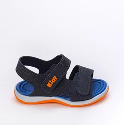 Sandália Infantil Papete Kidy Fecho Duplo Azul e Laranja