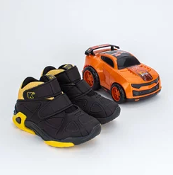 Tênis Infantil Cano Alto Kidy Play Carrinho Preto e Amarelo