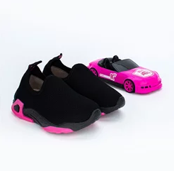 Tênis Infantil Kidy Play Calce Fácil Preto com Brinquedo