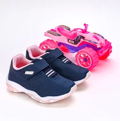 Tênis Infantil Kidy Play Marinho Rosa com Brinquedo