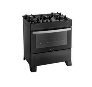 Fogão Atlas 5 Bocas preto Atenas Glass com Acendimento automático - Bivolt