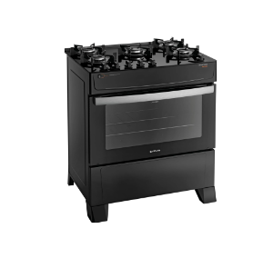 Fogão Atlas 5 Bocas preto Atenas Glass com Acendimento automático - Bivolt