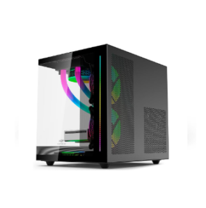 Gabinete AQUARIUS Gaming C3Tech MT-G810BK Preto frontal e lateral de vidro temperado USB 2.0, 3.0 e USB-C