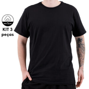 KIT 3 Camiseta Masculina Básica 100% Algodão