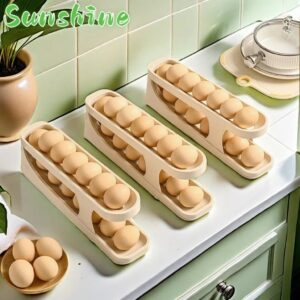 Dispenser Automático De Ovos 2 Andares Para Refrigerador Bancada Organizador de Cozinha
