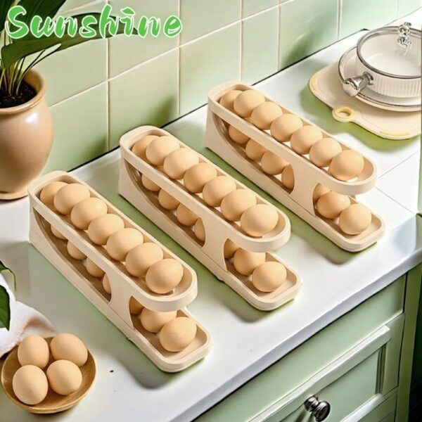 Dispenser Automático De Ovos 2 Andares Para Refrigerador Bancada Organizador de Cozinha