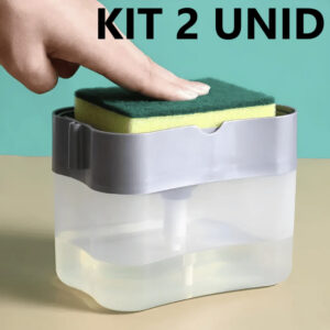 KIT 2 Dispenser Porta Detergente Sabão Suporte para Esponja 600ml Luxo