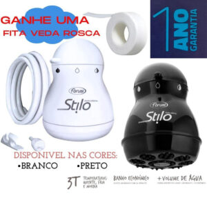 Chuveiro Ducha Forusi Stilo 3 temperaturas 220v e 127v Branco ou Preto