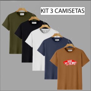 Kit com 3 Camisetas Masculinas Surf Estampas