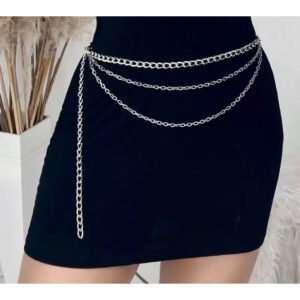 Cinto Feminino Corrente com 3 Camadas Adulto Moda Gringa Tendencia Prata ou Dourado Promo