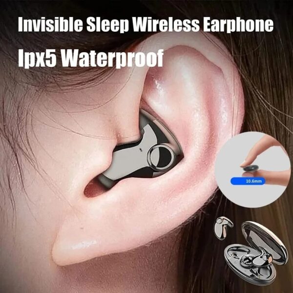 Mini Fone De Ouvido Sem Fio Para Dormir Bluetooth 5.3 TWS IPX5 À Prova D'água Com Microfone