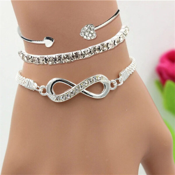 Bracelete de Fato de Moda com Corrente de Cobra Diamante de 3 peças