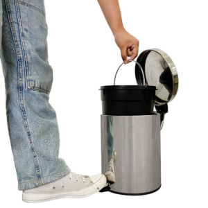Kit de Banheiro Lixeira de Aço Inox Cesto De Lixo 3 5 Litros 100% Inox com Pedal + Escova Sanitária Inox com Suporte Limpeza Privada Sanitário Balde r