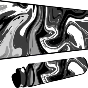 Mouse Pad Gamer Desk Pad Speed Extra Grande Várias Estampas (90x40) (Abstract Preto Branco)