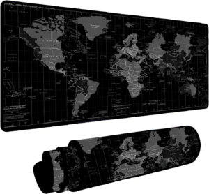 Mouse Pad Gamer Desk Pad Speed Extra Grande Várias Estampas (90x40) (Mapa Mundi Preto)