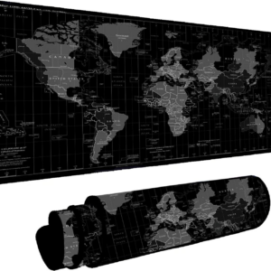 Mouse Pad Gamer Desk Pad Speed Extra Grande Várias Estampas (90x40) (Mapa Mundi Preto)