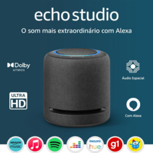 Echo Studio | O som mais extraordinário com Alexa - com Dolby Atmos e tecnologia de processamento de áudio espacial | Cor preta