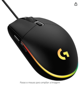 Mouse Gamer Logitech G203 LIGHTSYNC RGB, Efeito de Ondas de Cores, 6 Botões Programáveis e Até 8.000 DPI - Preto