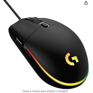 Mouse Gamer Logitech G203 LIGHTSYNC RGB, Efeito de Ondas de Cores, 6 Botões Programáveis e Até 8.000 DPI - Preto