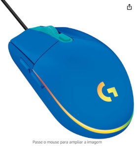Mouse Gamer Logitech G203 LIGHTSYNC RGB, Efeito de Ondas de Cores, 6 Botões Programáveis e Até 8.000 DPI - Azul