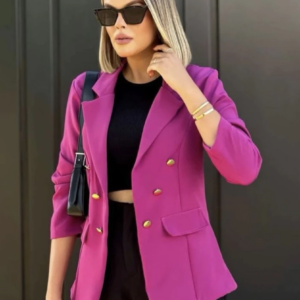 Blazer Feminino Casaquinho Maxi Longo Sobretudo Alfaiataria Social Blazer Com Botão