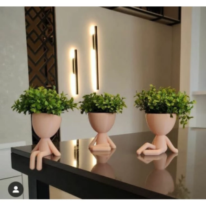 Kit 3 Mini Vasinhos com FLOR artificial Bob Robert para Decoração vaso de plástico tamanho mini 6 cm