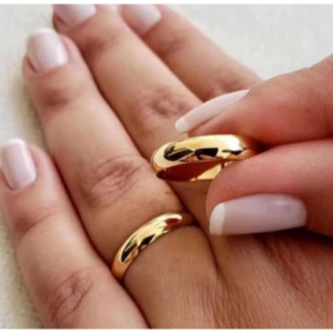 Anel Aliança Casamento Moeda antiga Folheado Reta 4mm
