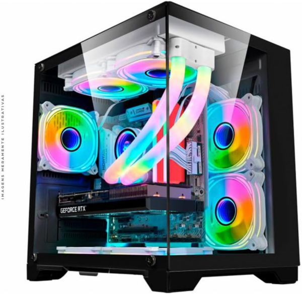 Gabinete Gamer K-Mex Space Aqua CG-10KN - Mini Tower, USB 2.0x2+3.2, Aquário, Vidro Panorâmico