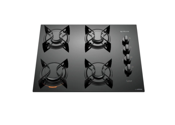 Cooktop 4 Bocas Preto com Mesa de Vidro Atlas U Top Bivolt