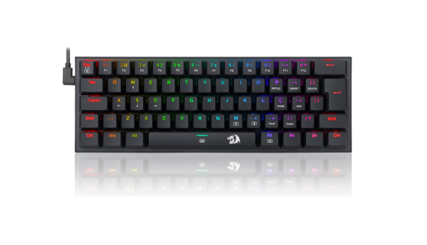 TECLADO MECANICO GAMER REDRAGON ANIVIA PRETO RGB COM SWITCH VERMELHO ABNT-2