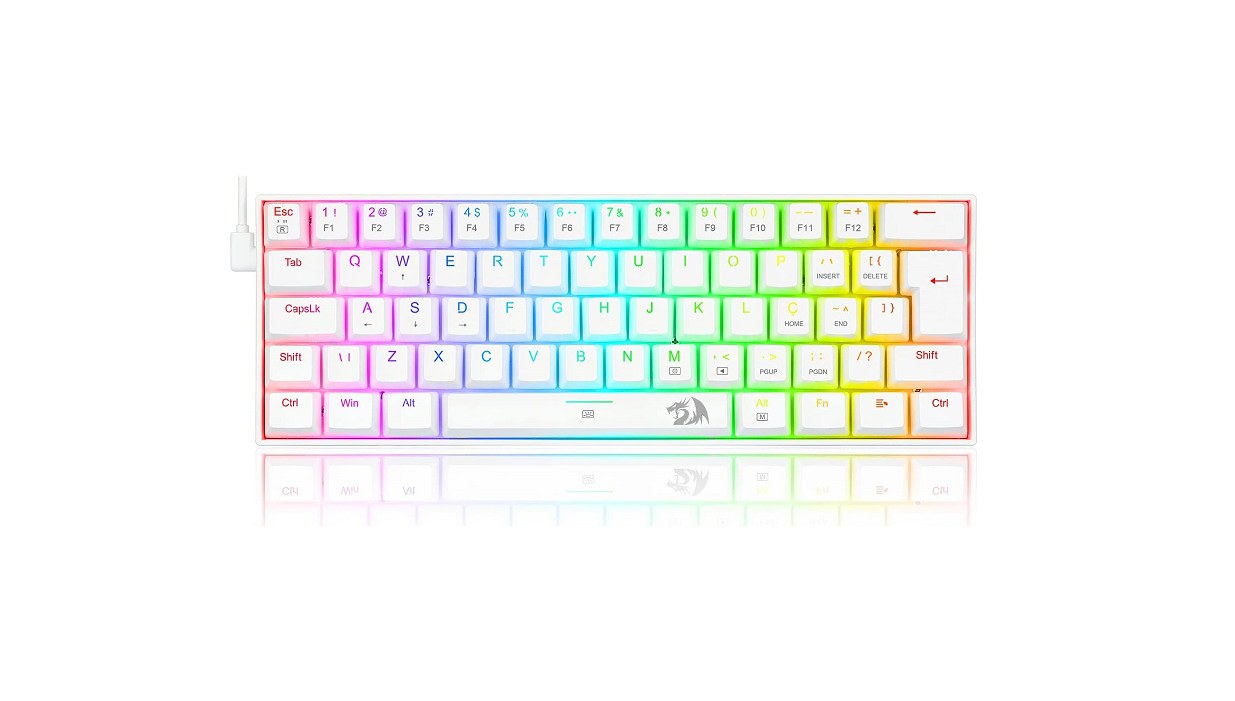 Redragon TECLADO MECANICO GAMER DRAGONBORN RGB BRANCO SWITCH VERMELHO ABNT2