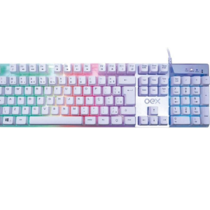 OEX Tc205 Teclado Prismatic USB Com LED, Branco