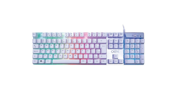OEX Tc205 Teclado Prismatic USB Com LED, Branco