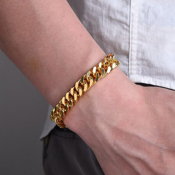 Pulseira Cubana Punk De Aço Inoxidável 18K Jóias De Corrente