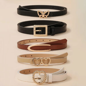 Conjunto de 5 peças Cinto feminino Cinto decorativo de Metal Fivela Decorativa Fashionable All-Match Cinto pequeno
