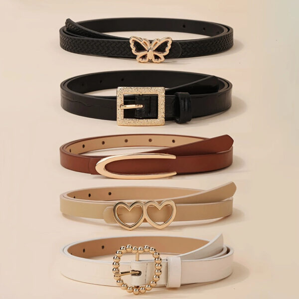 Conjunto de 5 peças Cinto feminino Cinto decorativo de Metal Fivela Decorativa Fashionable All-Match Cinto pequeno
